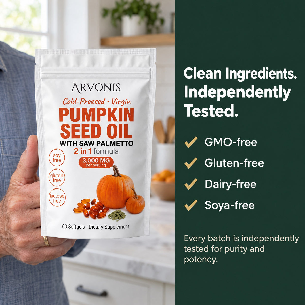 Clean Ingredients. Independently Tested. GMO-free, Gluten-free, Dairy-free, Soya-free